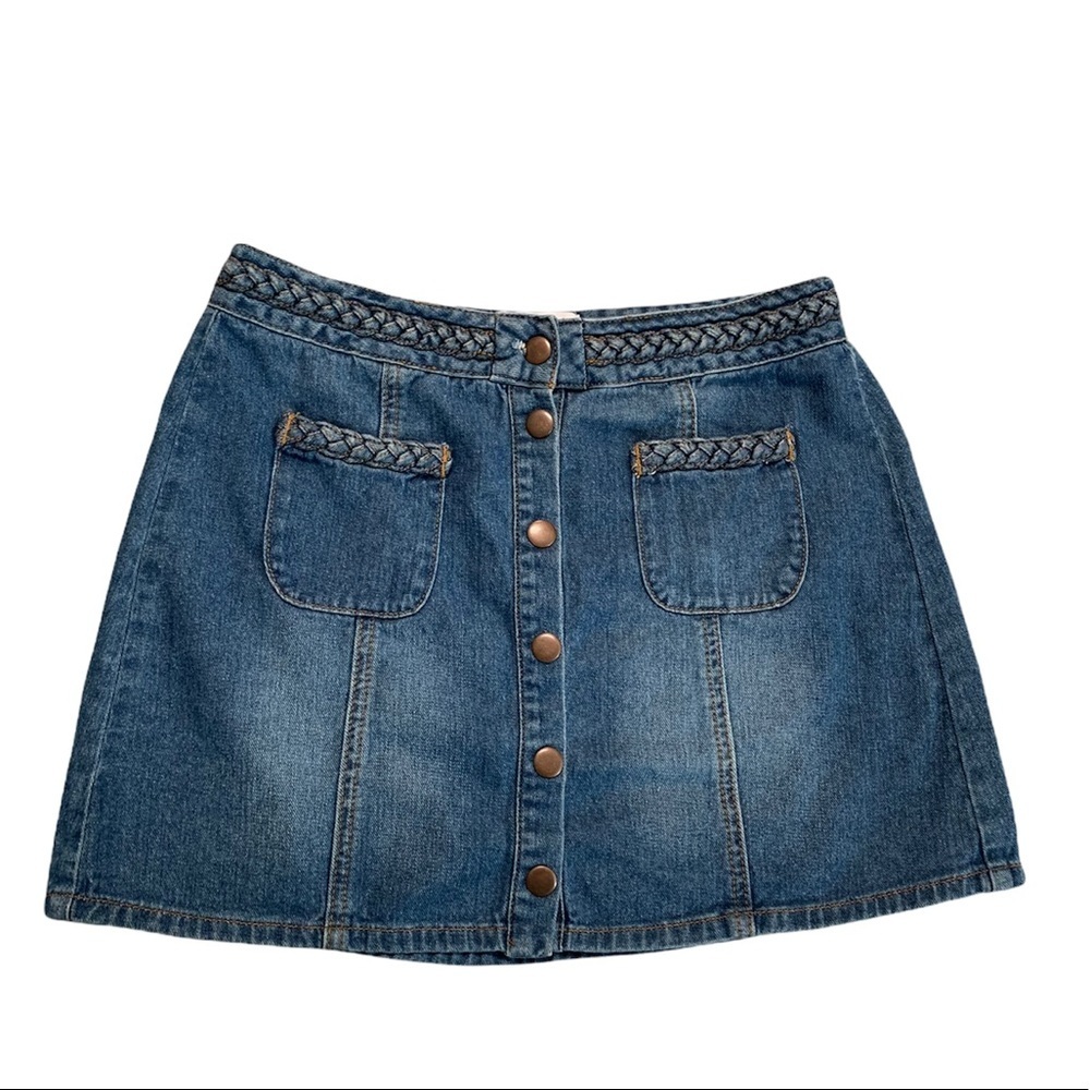Kendall & Kylie 💯% Cotton Denim Button Down Skirt size 28